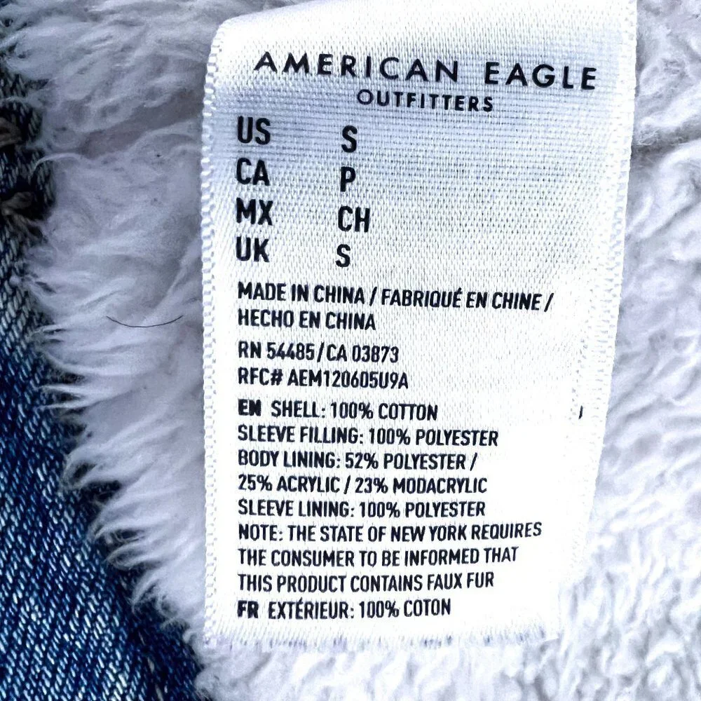 Denim Trucker Sherpa lined jacket Size Small